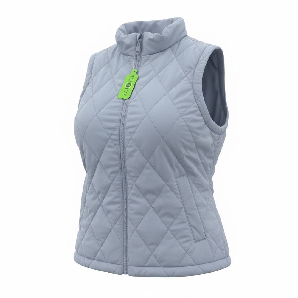 REPREVE Women’s Quilted Soft Sleeveless Vest Light Blue Gray Medium NWT